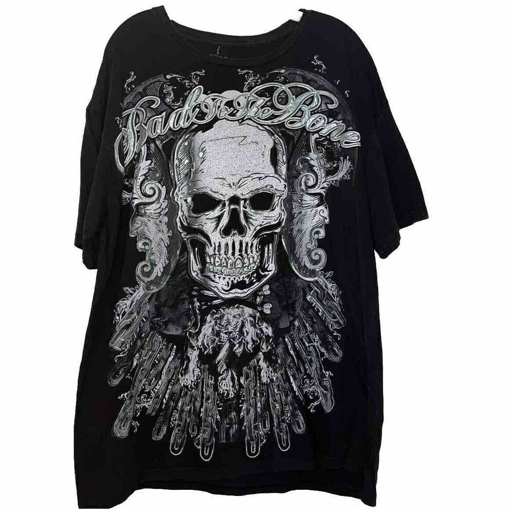 VINTAGE 1999 Made in USA Decoded BAD‎ TO THE BONE Men's Tee XL Skull Rare